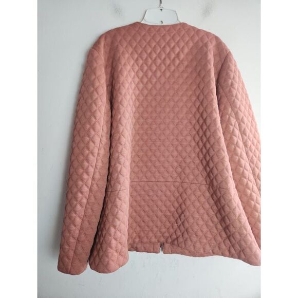 Logo by Lori Goldstein Pink Brown Cotton Quilted Full Zipper Light Jacket sz XL - Picture 2 of 8